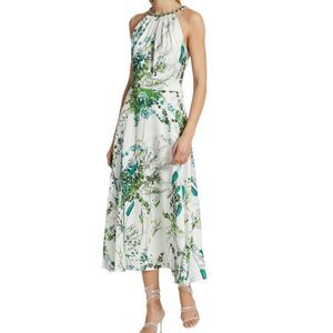 TERI JON by Rickie Freeman Embellished Halter Midi Dress Size 4 NWT